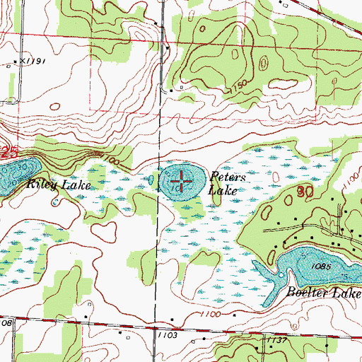 Topographic Map of Peters Lake, WI