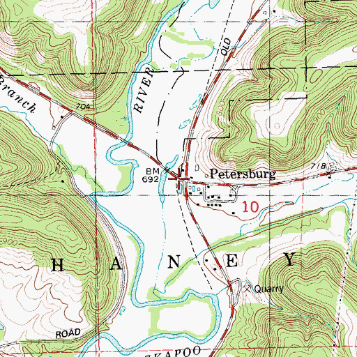 Topographic Map of Petersburg, WI