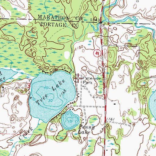 Topographic Map of Peterson Park, WI