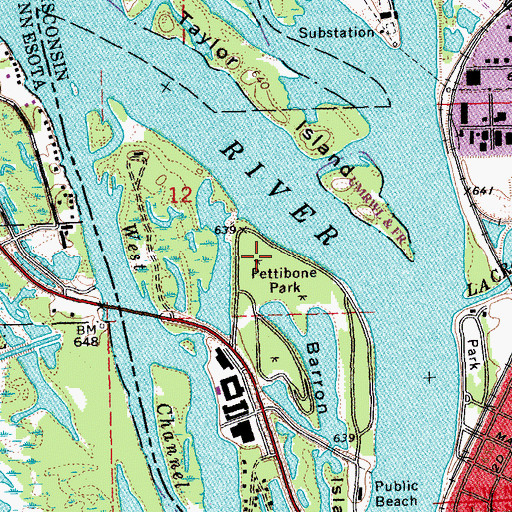 Topographic Map of Pettibone Park, WI