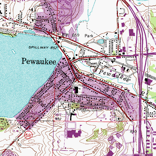 Topographic Map of Pewaukee, WI