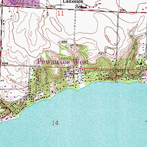 Topographic Map of Pewaukee West, WI