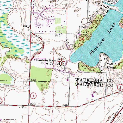 Topographic Map of Phantom Ranch Boys Camp, WI
