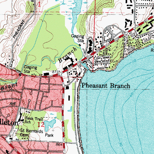 Topographic Map of Pheasant Branch, WI