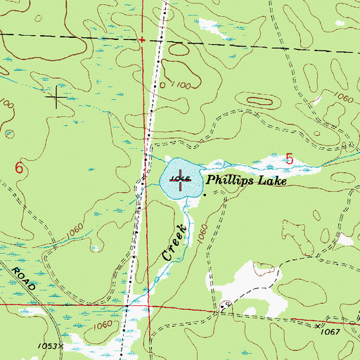 Topographic Map of Phillips Lake, WI