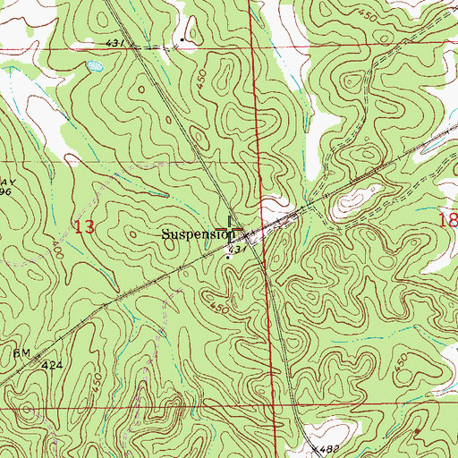 Topographic Map of Suspension, AL
