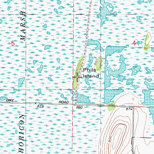 Topographic Map of Phils Island, WI