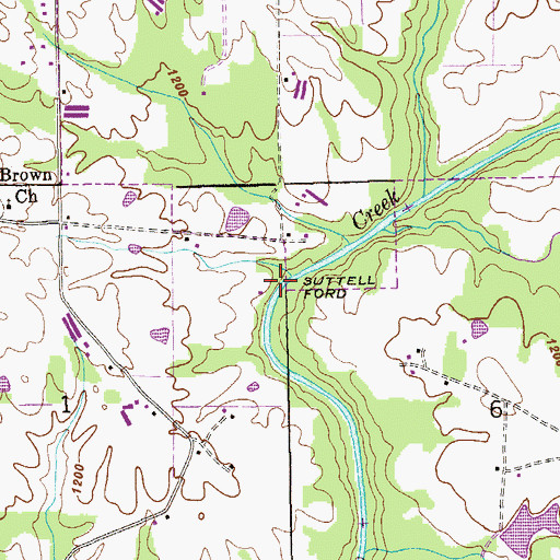 Topographic Map of Suttell Ford, AL