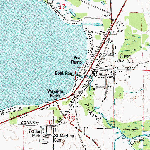 Topographic Map of Pickerel Creek, WI