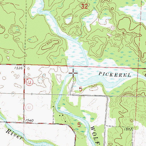 Topographic Map of Pickerel Creek, WI