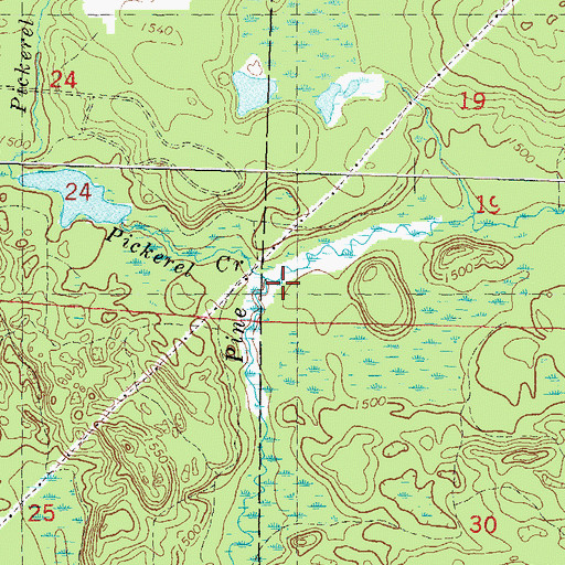 Topographic Map of Pickerel Creek, WI