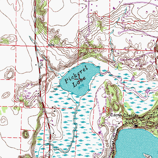 Topographic Map of Pickerel Lake, WI