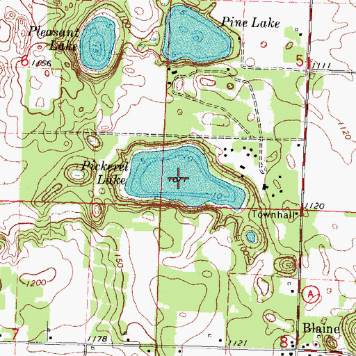 Topographic Map of Pickerel Lake, WI