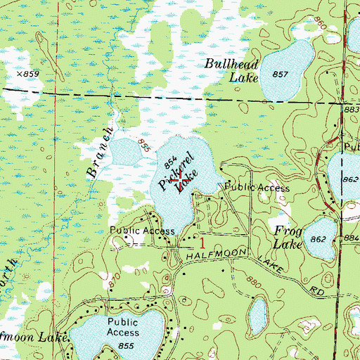 Topographic Map of Pickerel Lake, WI