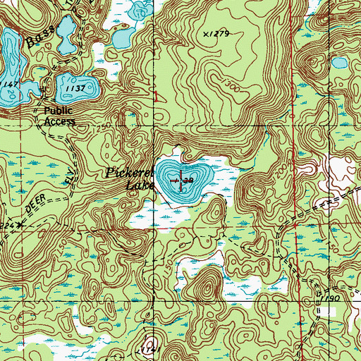 Topographic Map of Pickerel Lake, WI