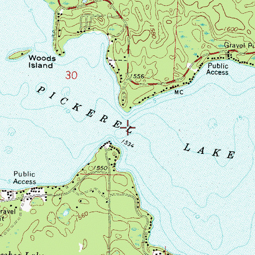Topographic Map of Pickerel Lake, WI