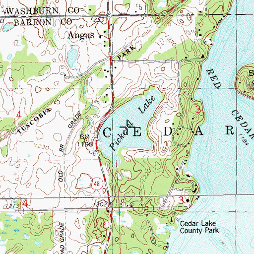 Topographic Map of Pickerel Lake, WI