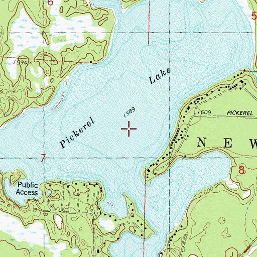 Topographic Map of Pickerel Lake, WI