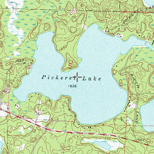 Topographic Map of Pickerel Lake, WI