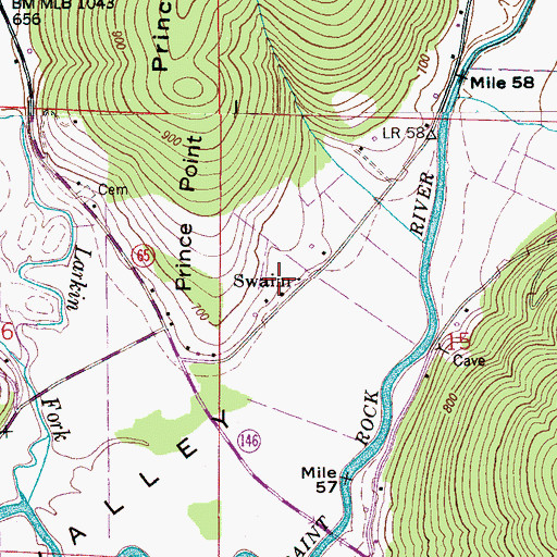 Topographic Map of Swaim, AL