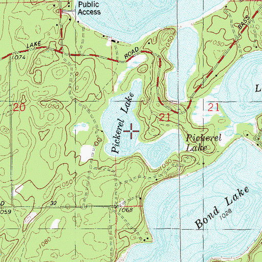 Topographic Map of Pickerel Lake, WI