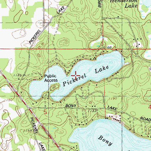 Topographic Map of Pickerel Lake, WI