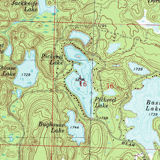 Topographic Map of Pickerel Lake, WI