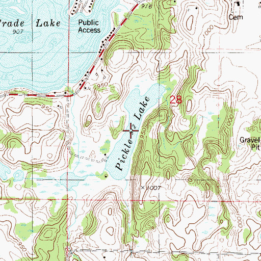 Topographic Map of Pickle Lake, WI