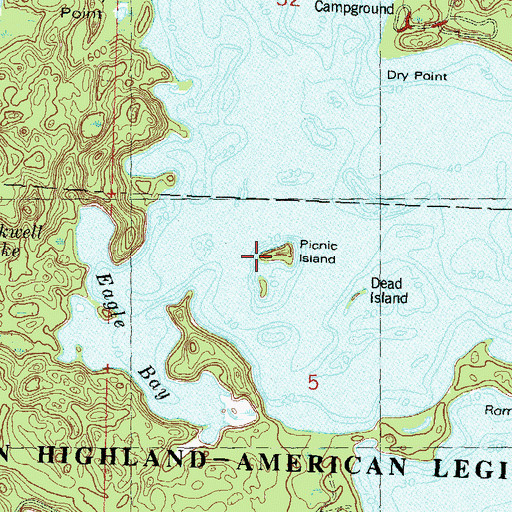 Topographic Map of Picnic Island, WI