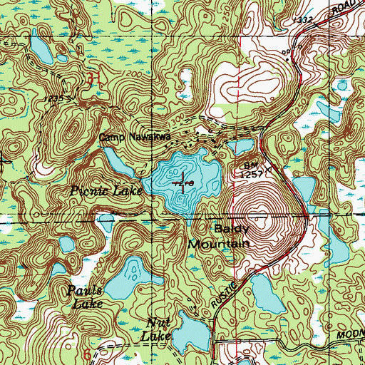 Topographic Map of Picnic Lake, WI