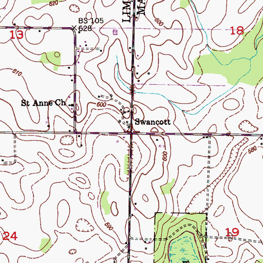 Topographic Map of Swancott, AL