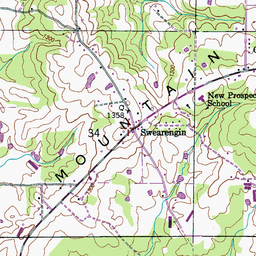 Topographic Map of Swearengin, AL