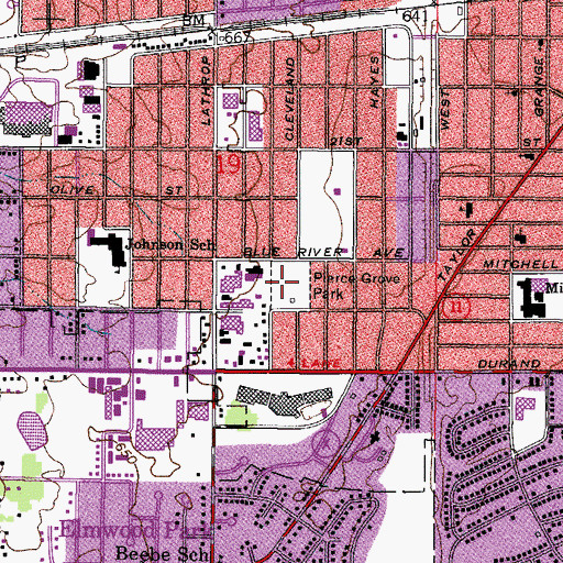 Topographic Map of Pierce Grove Park, WI