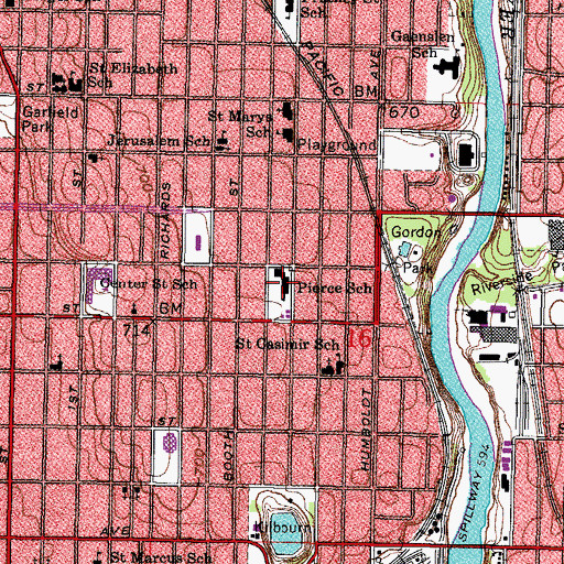 Topographic Map of Pierce Elementary School, WI