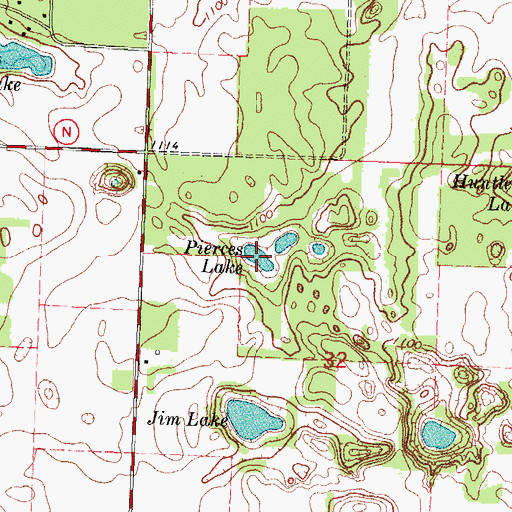 Topographic Map of Pierces Lake, WI