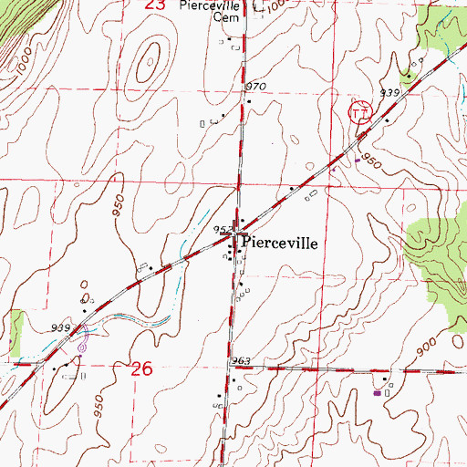 Topographic Map of Pierceville, WI