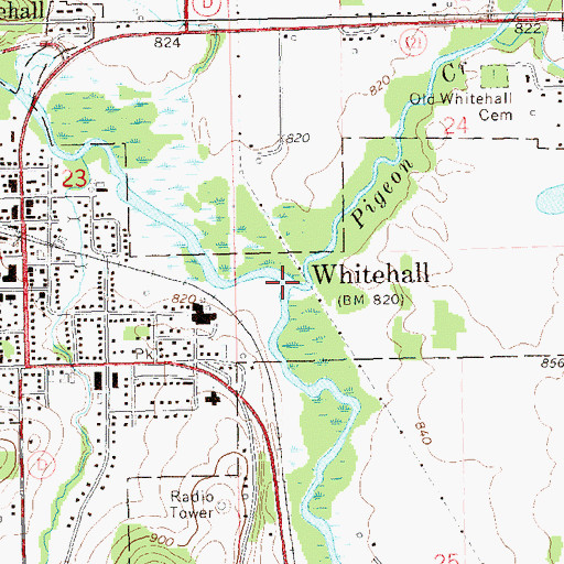 Topographic Map of Pigeon Creek, WI