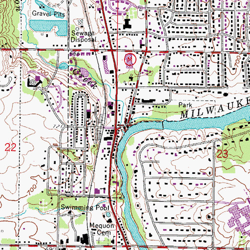 Topographic Map of Pigeon Creek, WI
