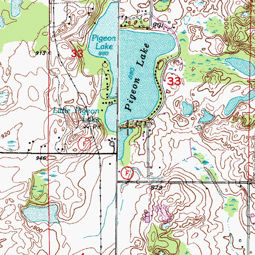 Topographic Map of Pigeon Lake, WI