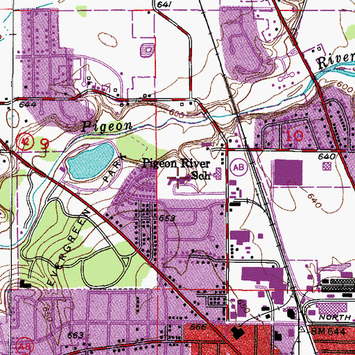 Topographic Map of Pigeon River Elementary School, WI