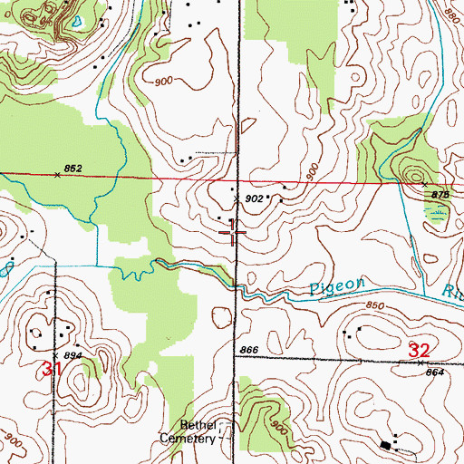 Topographic Map of Pigeon River School, WI