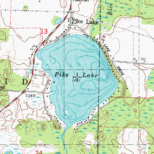 Topographic Map of Pike Lake, WI
