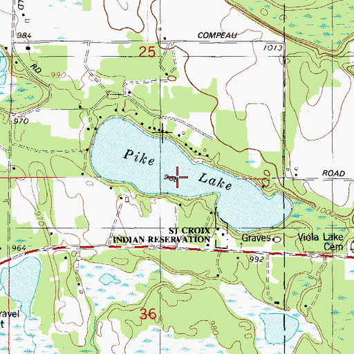 Topographic Map of Pike Lake, WI