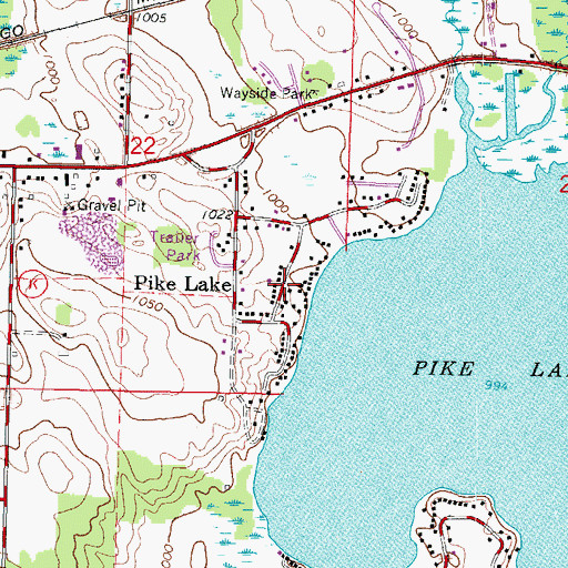Topographic Map of Pike Lake, WI