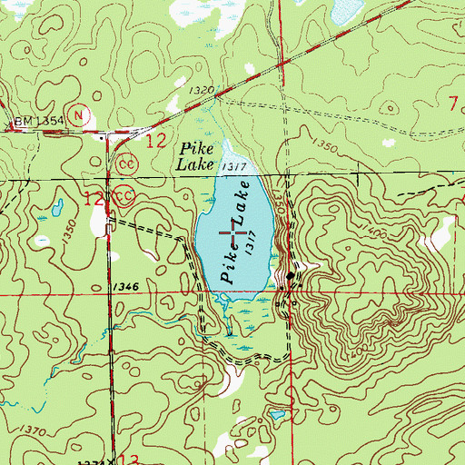 Topographic Map of Pike Lake, WI