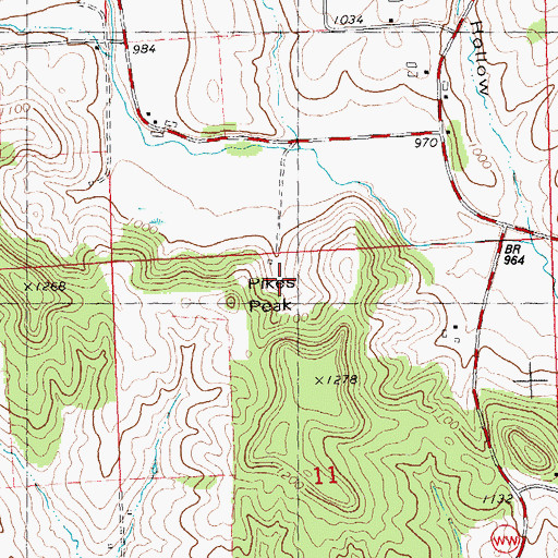 Topographic Map of Pikes Peak, WI
