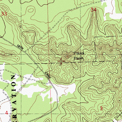 Topographic Map of Pikes Peak, WI