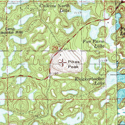 Topographic Map of Pikes Peak, WI