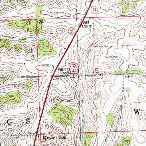 Topographic Map of Ray - Pilling Cemetery, WI