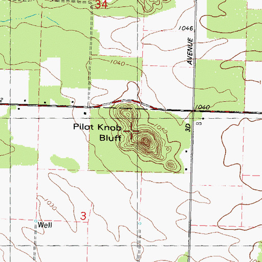 Topographic Map of Pilot Knob Bluff, WI